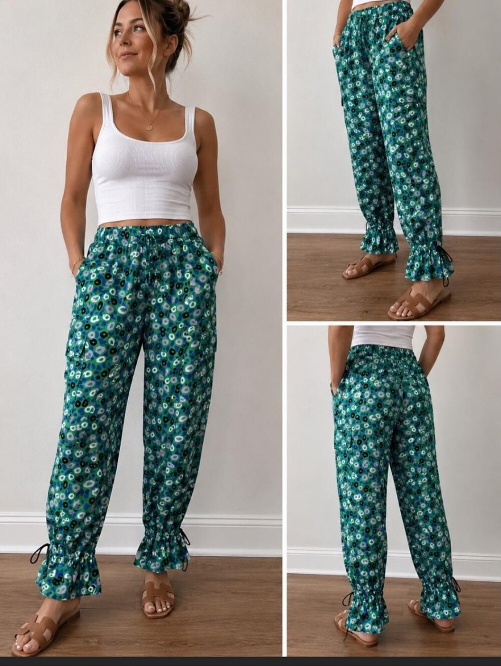 Nwt Diane von Furstenberg DVF for Target Jazz Dot Green Cargo Pants XL